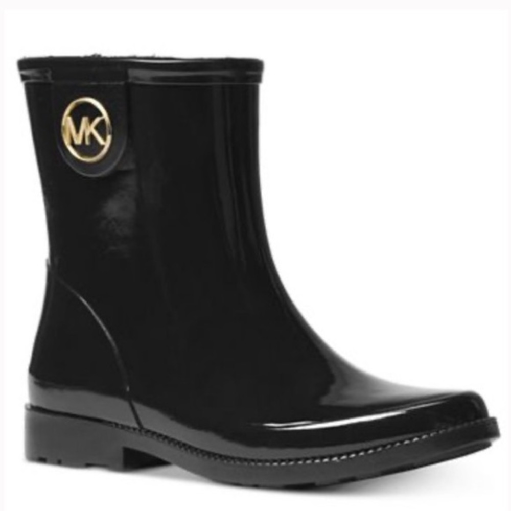 MICHAEL Michael Kors Rain Boots Benji with gold emblem insignia | Size 7 EUC